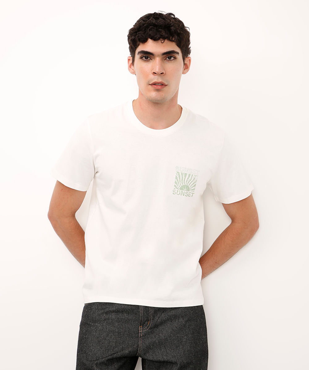 camiseta relaxed de algodão sunset off white
