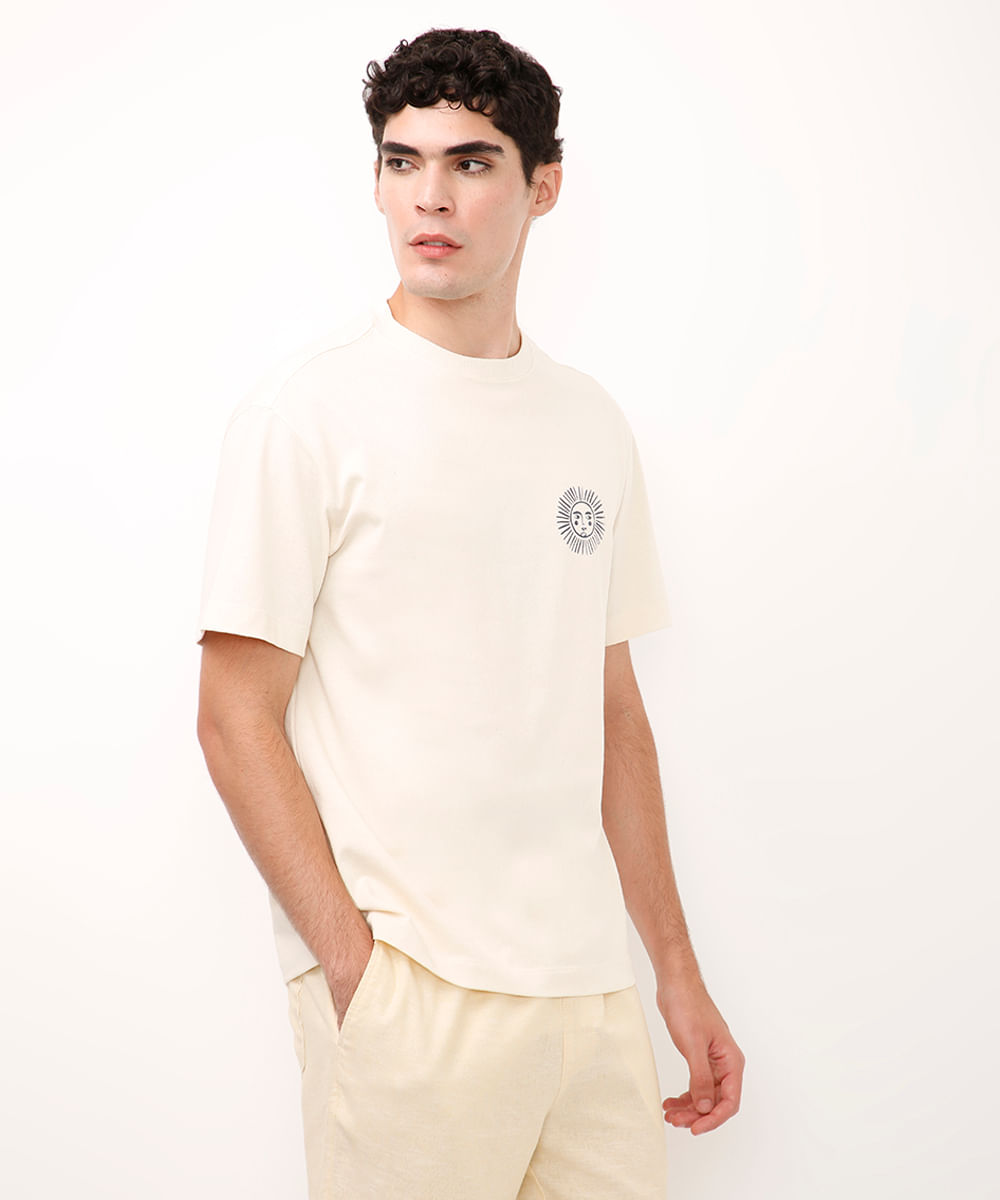 camiseta de algodão french riviera off white