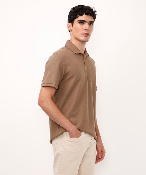 polo comfort de algodão peruano texturizada marrom