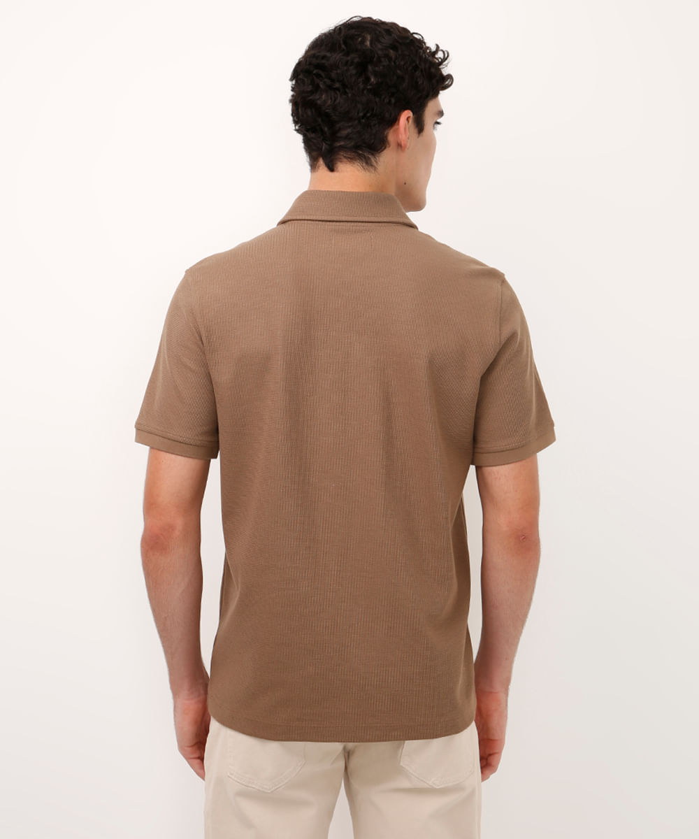 polo comfort de algodão peruano texturizada marrom
