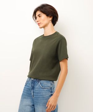 camiseta básica de algodão peruano verde