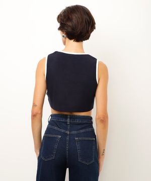 cropped de tricot azul