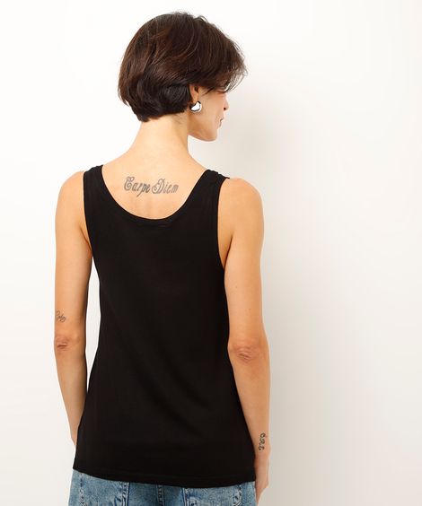 regata básica de tricot preto