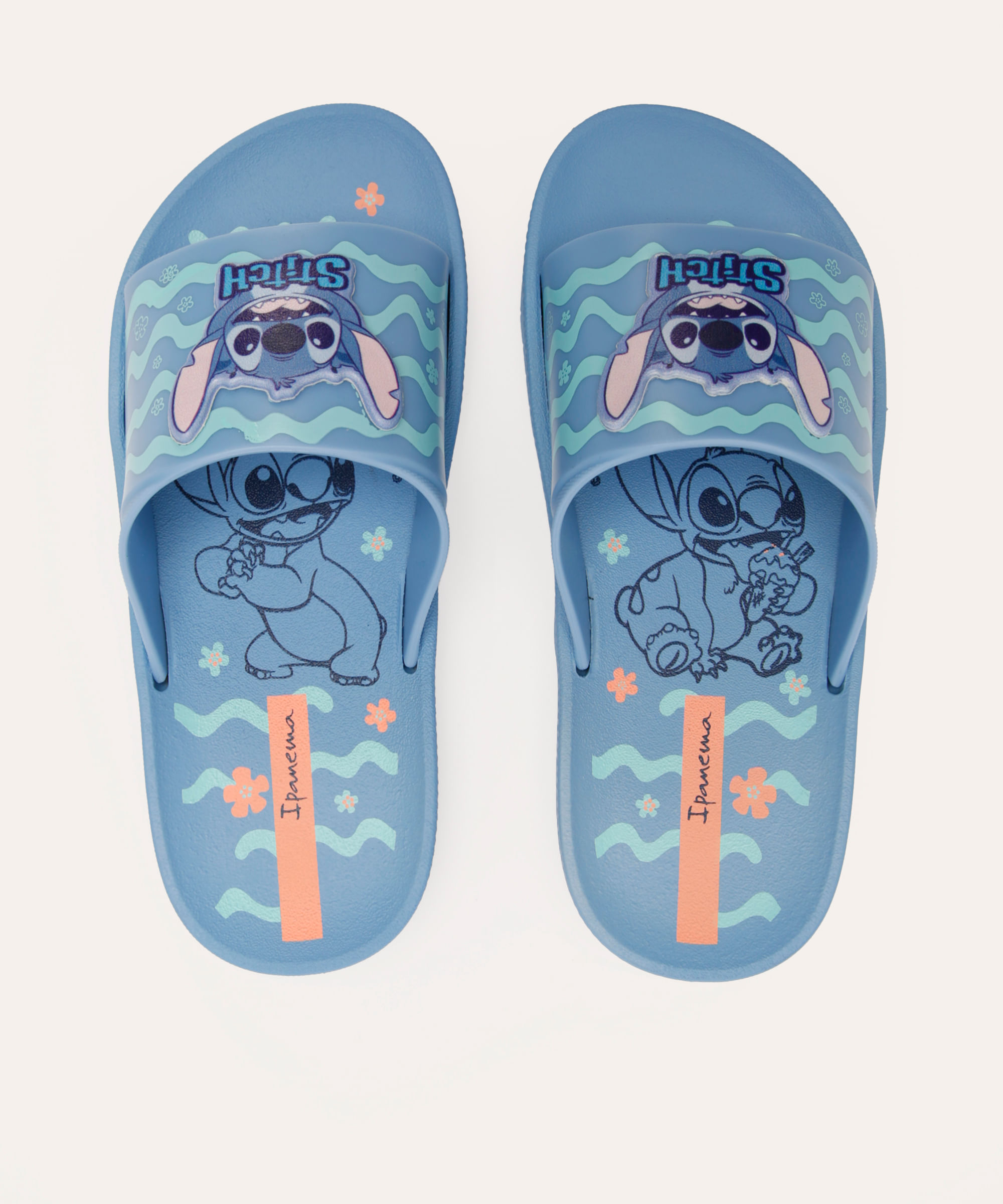 chinelo slide ipanema stitch azul