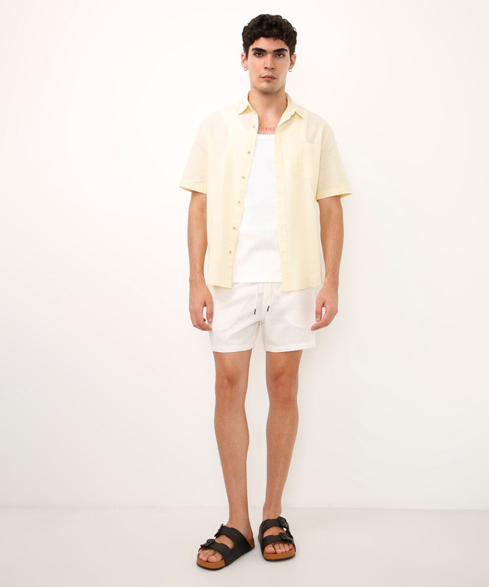 bermuda cós elástico com bolsos off white