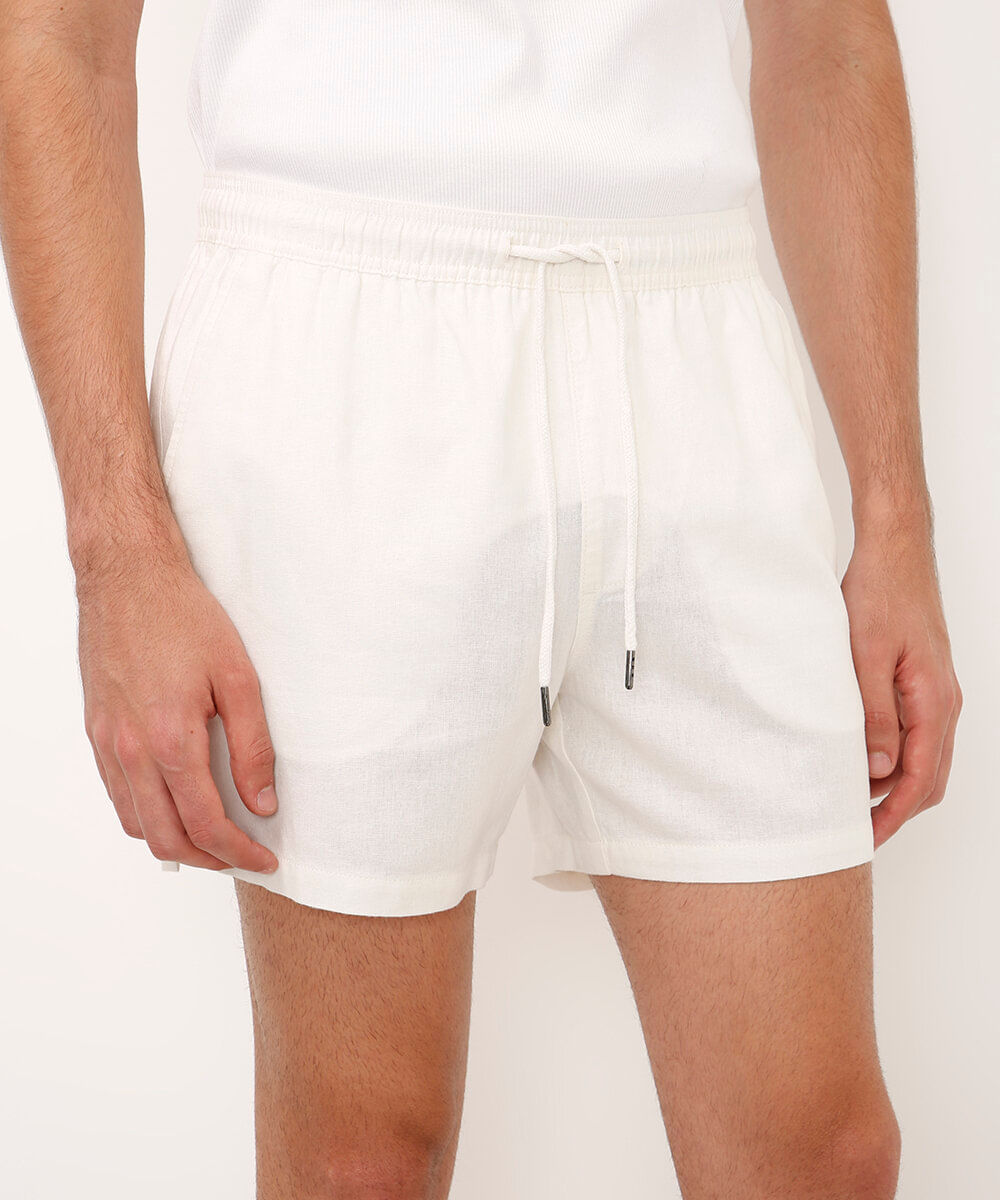 bermuda cós elástico com bolsos off white