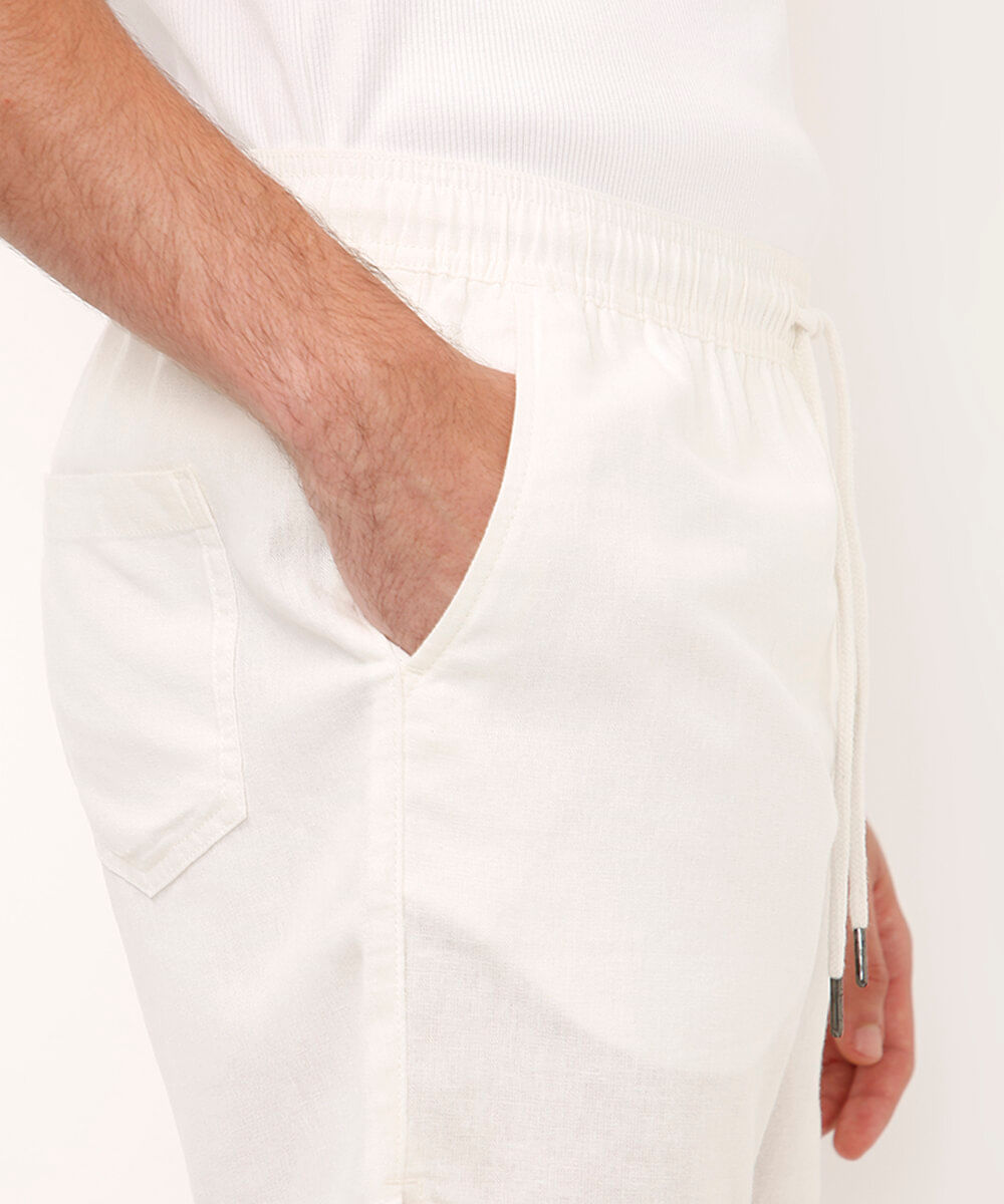 bermuda cós elástico com bolsos off white