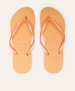 chinelo havaianas slim metalizado laranja