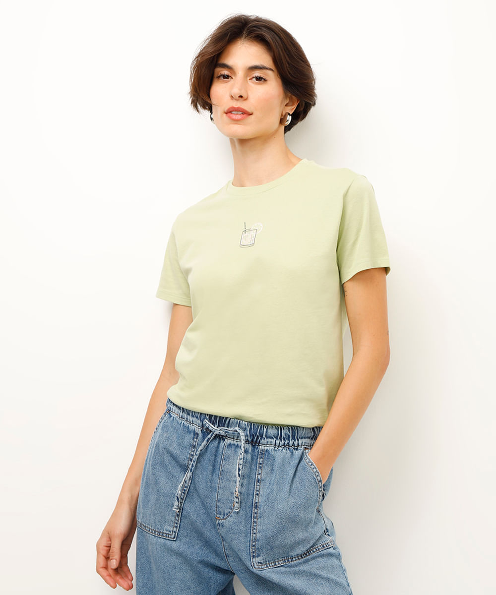 camiseta de algodão caipirinha verde