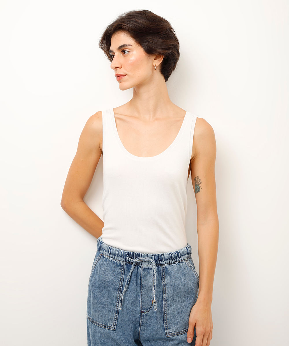 regata básica de tricot off white