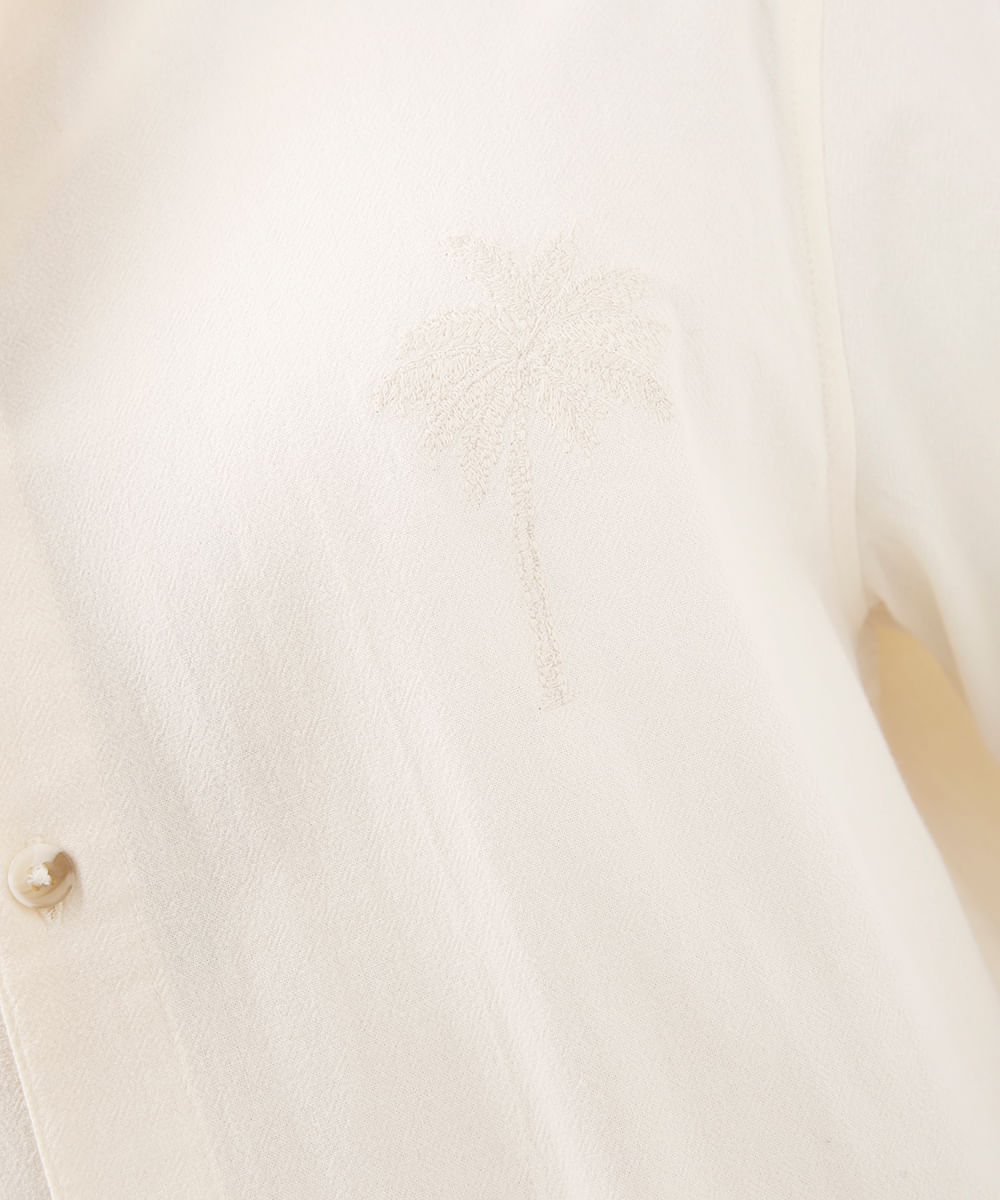 camisa de algodão com bordado off white
