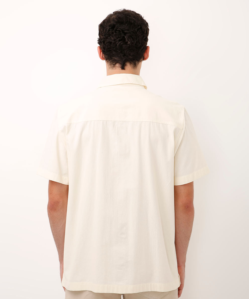 camisa de algodão com bordado off white