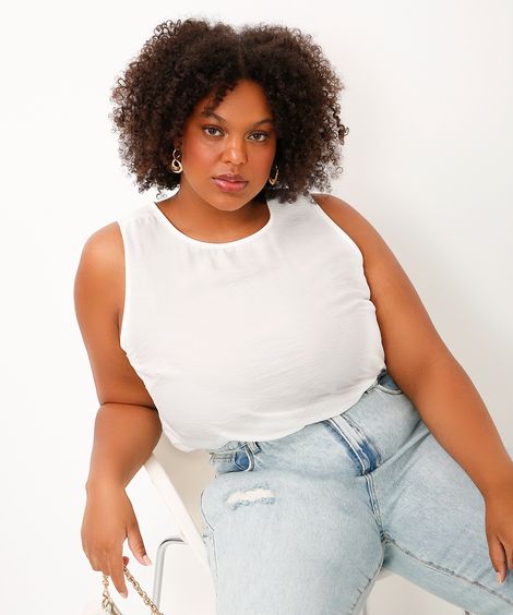 regata de viscose plus size off white