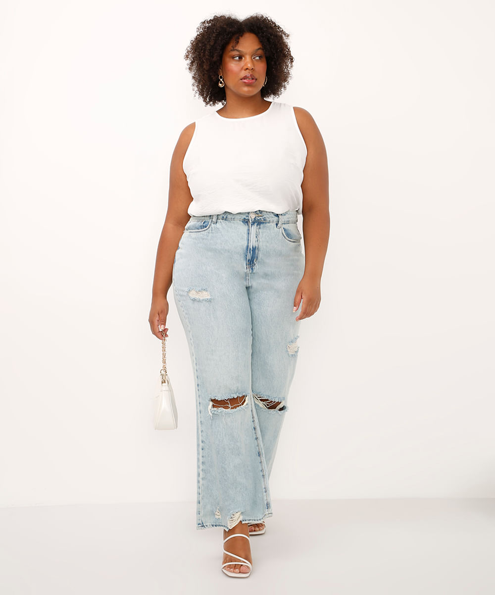 regata de viscose plus size off white