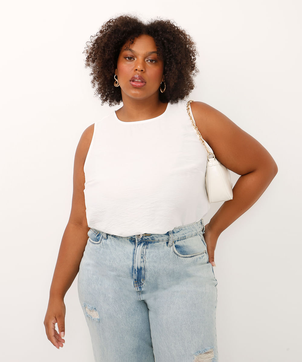 regata de viscose plus size off white