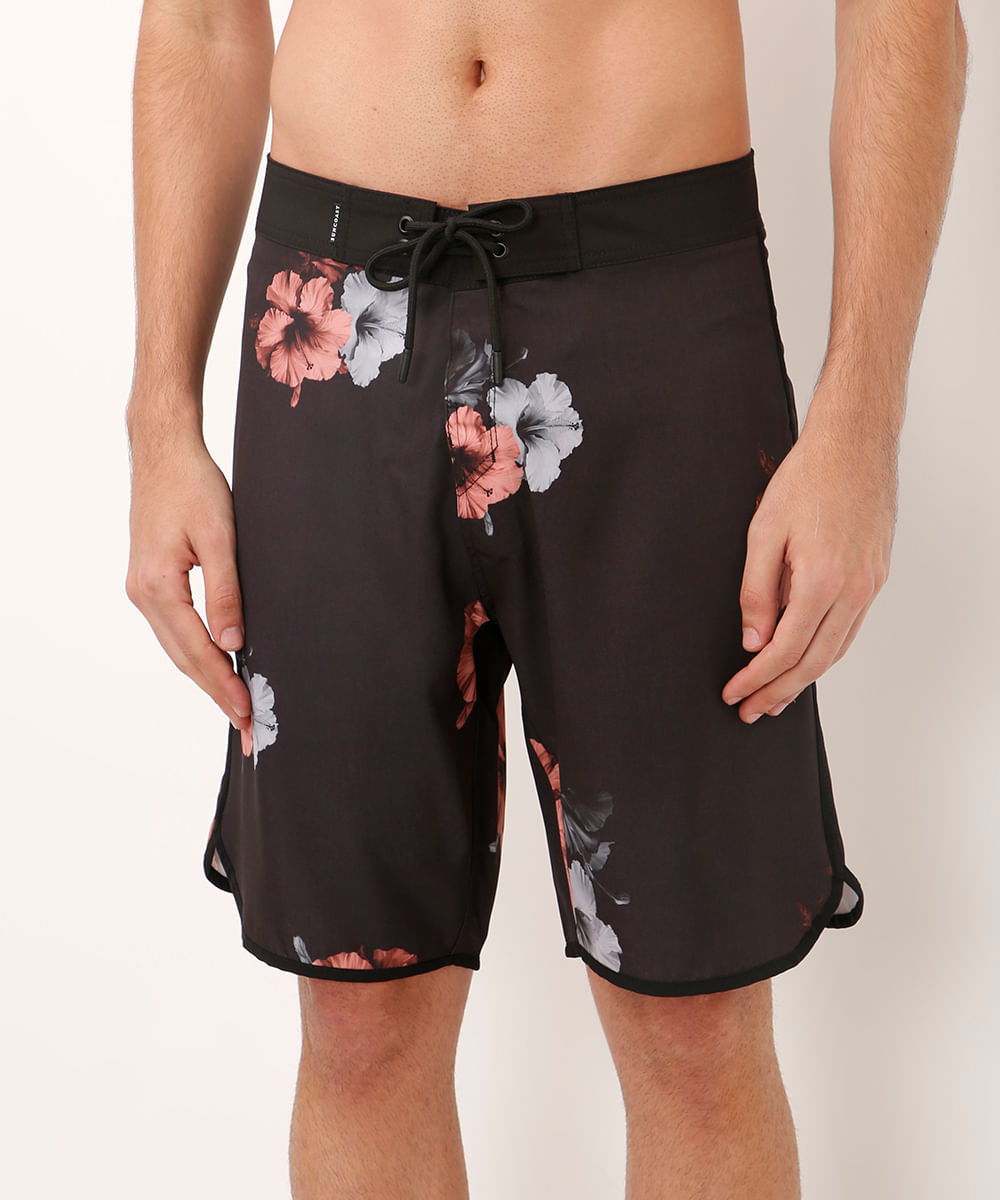 short boardshort floral preto