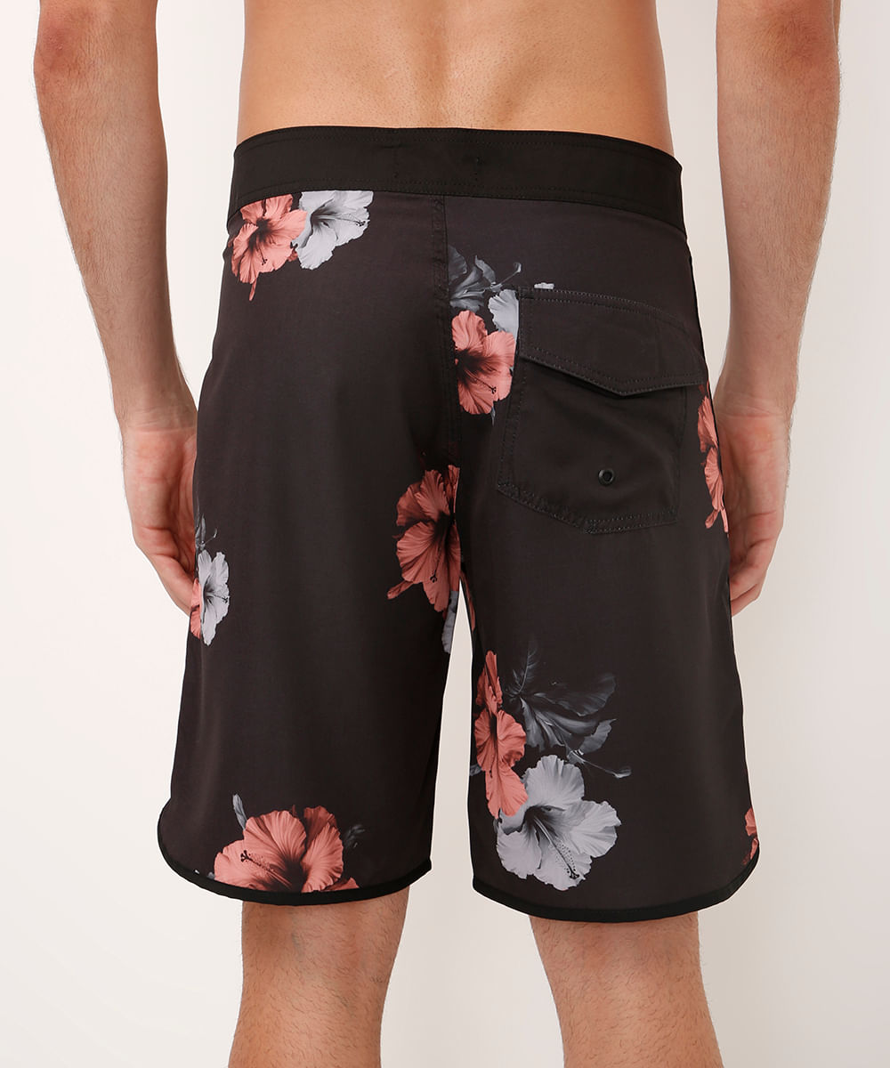 short boardshort floral preto