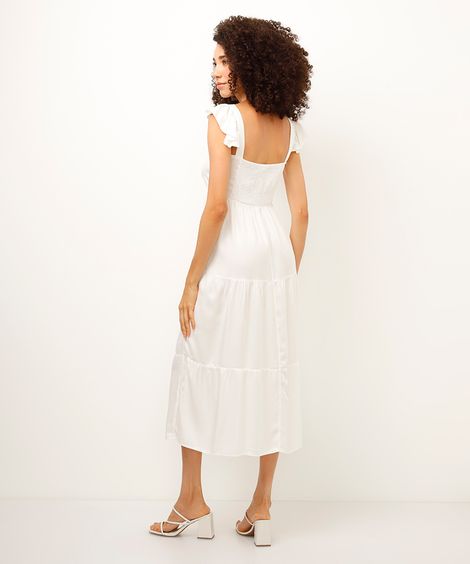 vestido midi de viscose marias off white