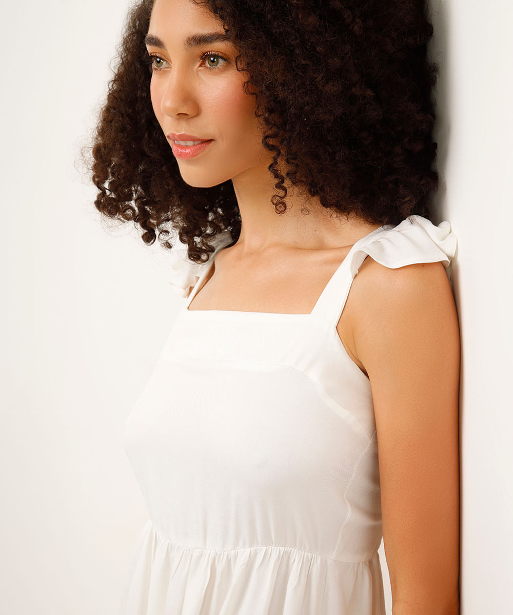 vestido midi de viscose marias off white
