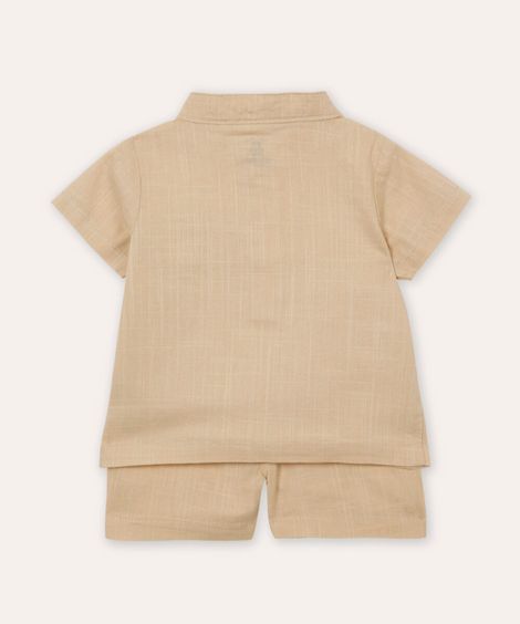 conjunto curto infantil de algodão bege