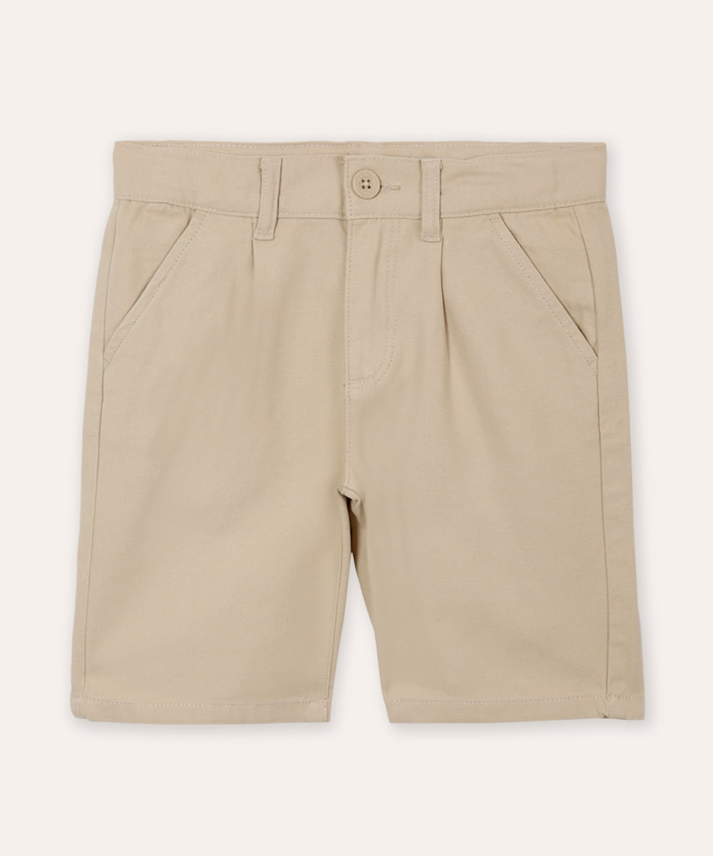 bermuda de sarja infantil bolsos chino bege