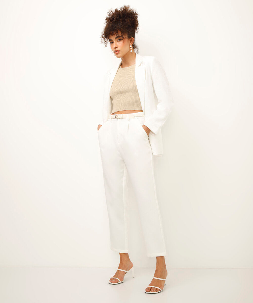 regata de tricot canelada com lurex dourada