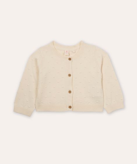 cardigan de tricot infantil poá bege