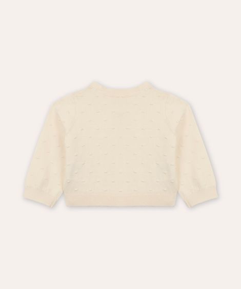 cardigan de tricot infantil poá bege