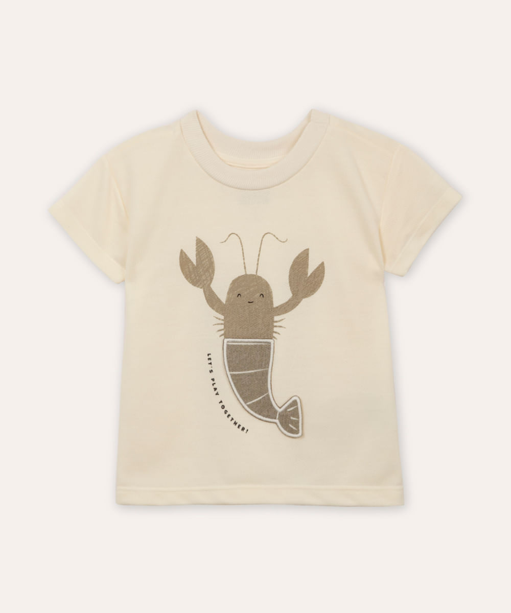 camiseta infantil lagosta bege
