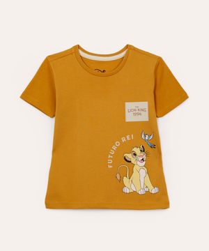 camiseta de algodão infantil simba amarela