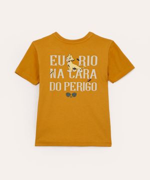 camiseta de algodão infantil simba amarela