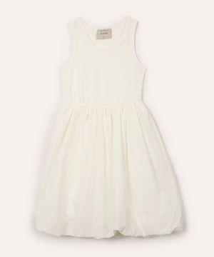 vestido infantil de algodão balonê off white