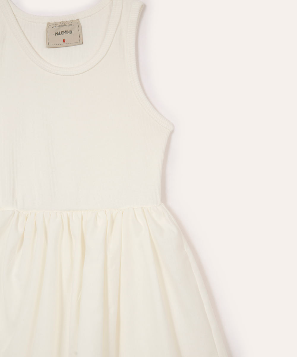 vestido infantil de algodão balonê off white