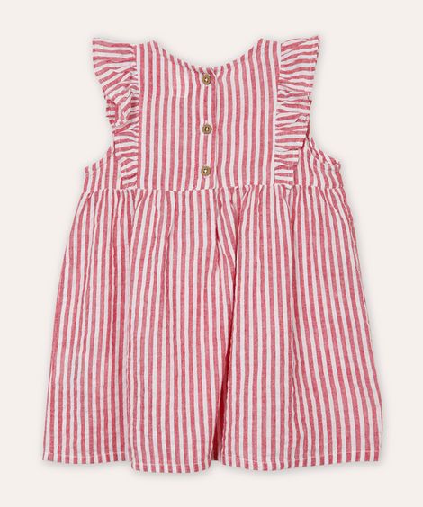 vestido infantil de algodão listrado vermelho