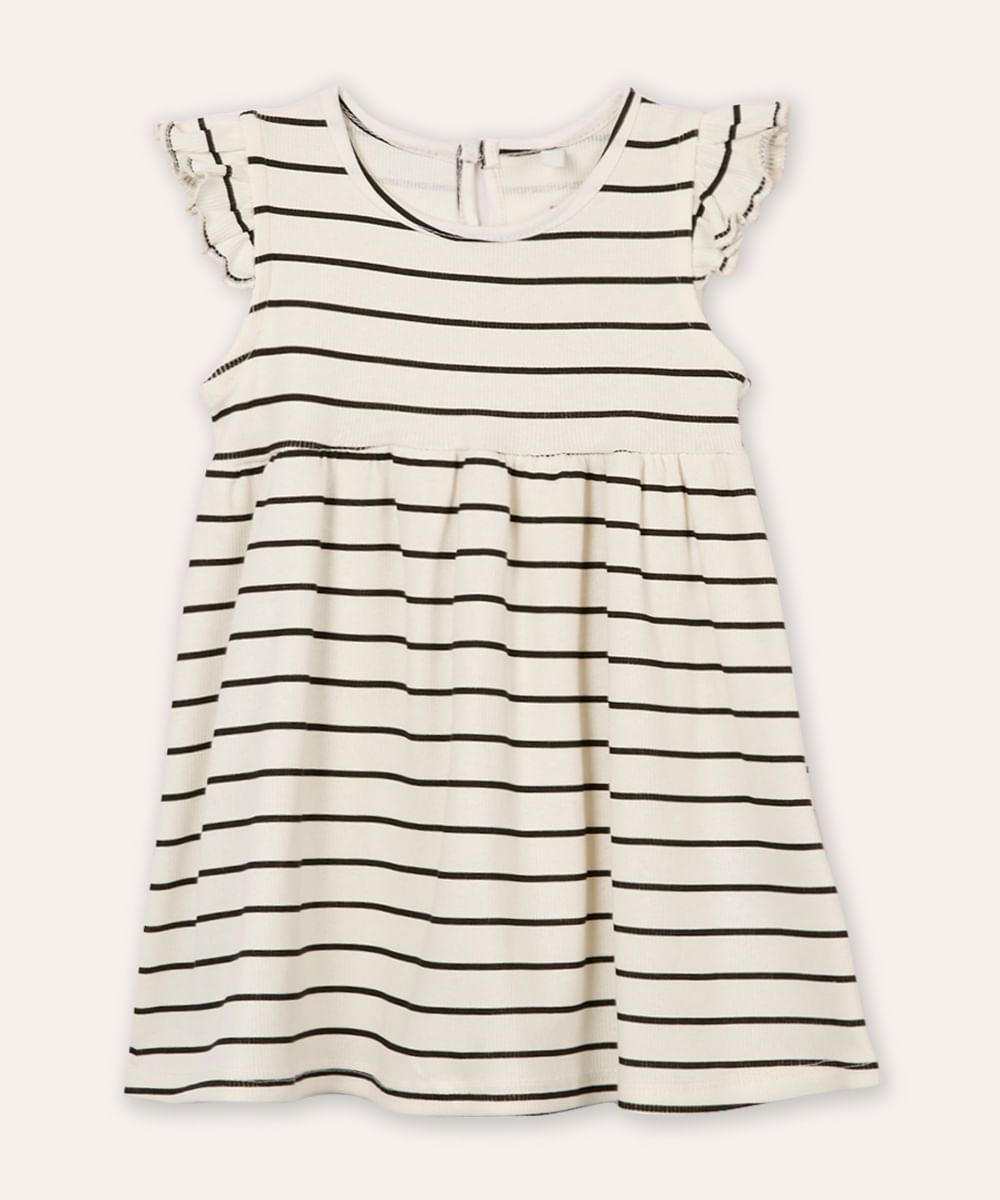 vestido infantil listrado off white