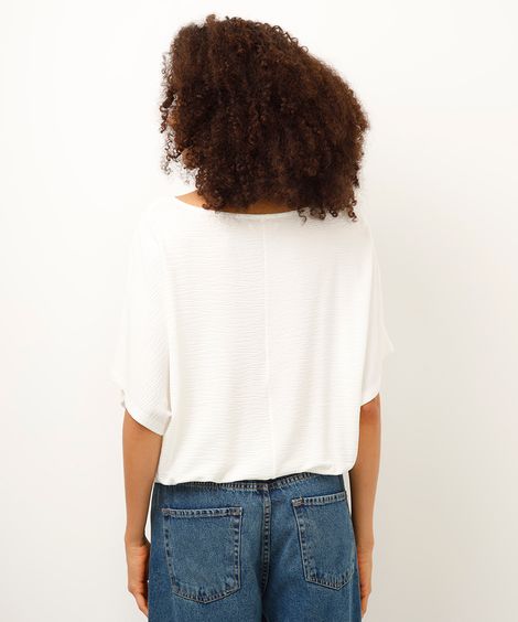 bata decote v texturizada off white