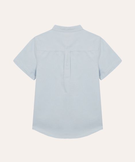 camisa com linho infantil manga curta azul