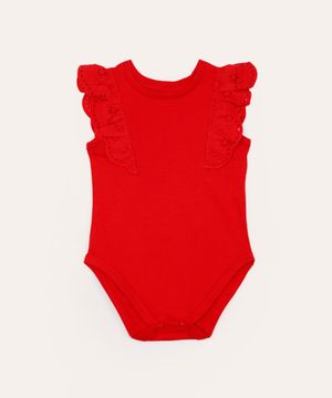 body de algodão infantil com babado vermelho