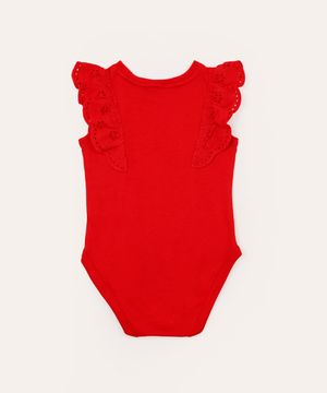 body de algodão infantil com babado vermelho