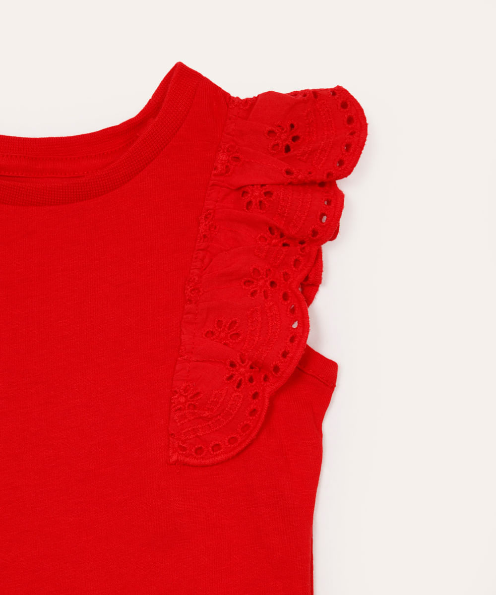 body de algodão infantil com babado vermelho