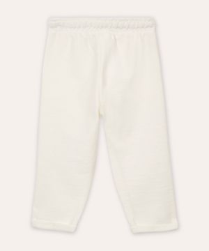 calça infantil com linho texturizada branca