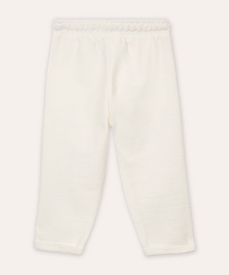 calça infantil com linho texturizada branca