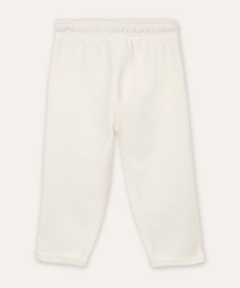 calça infantil com linho texturizada branca