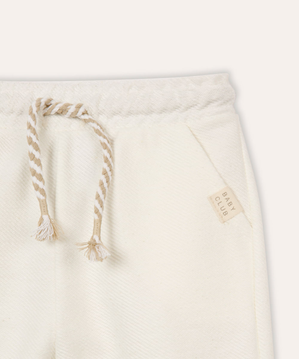 calça infantil com linho texturizada branca