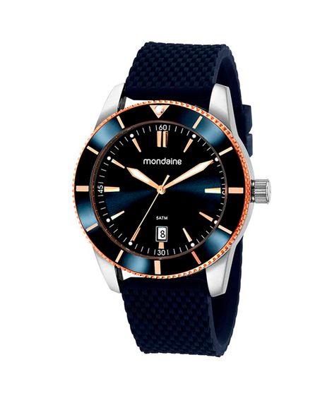 kit relógio analógico calendário masculino mondaine 32280g0mvni3 prateado