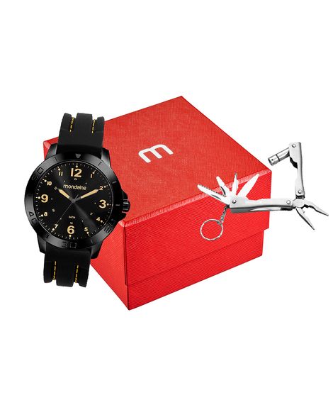 kit relógio analógico masculino mondaine 99698gpmvpi2kt preto