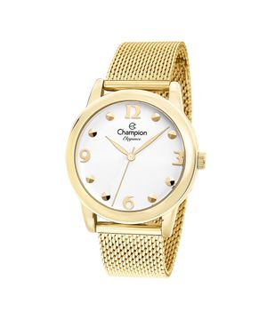 kit relógio analógico feminino champion cn26813e dourado
