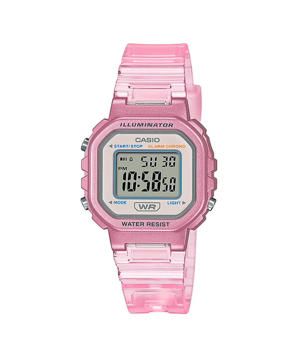 relógio digital feminino casio la20whs4adf rosa