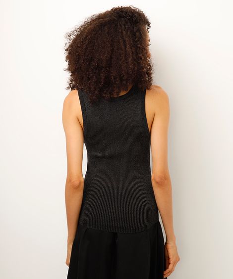 regata de tricot com lurex preta