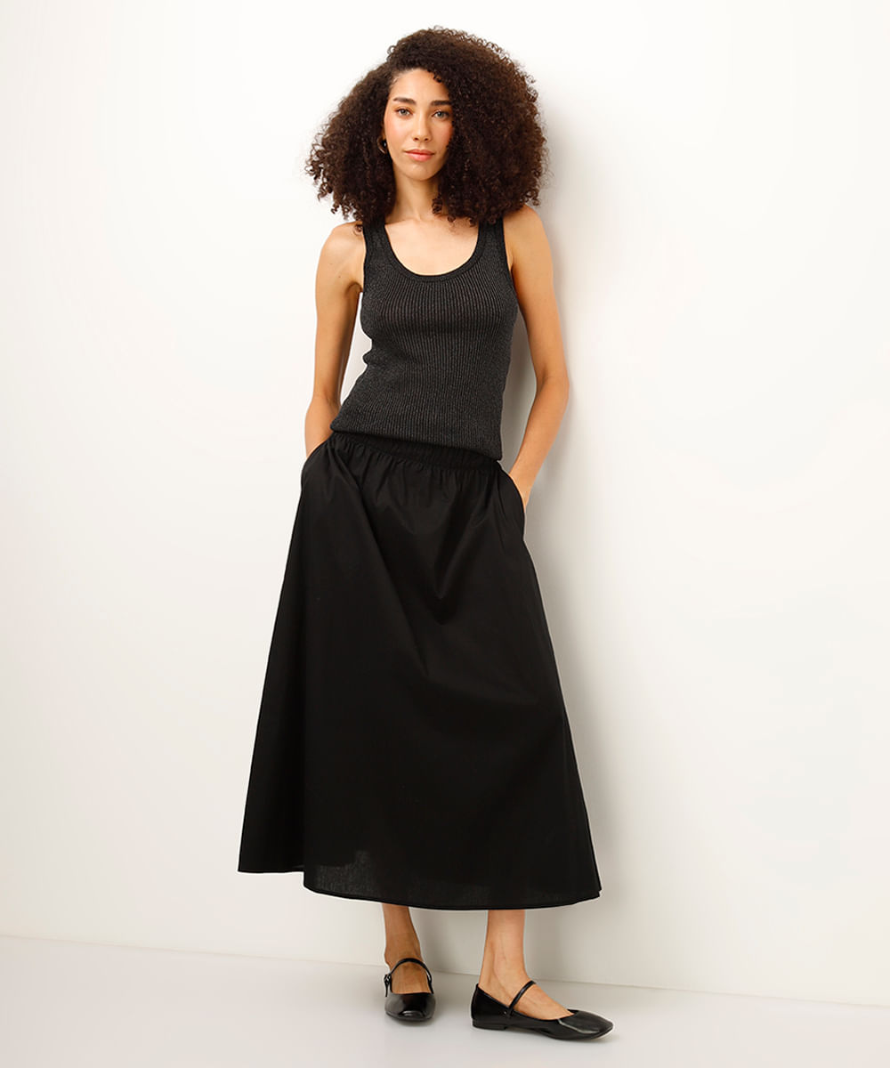 regata de tricot com lurex preta